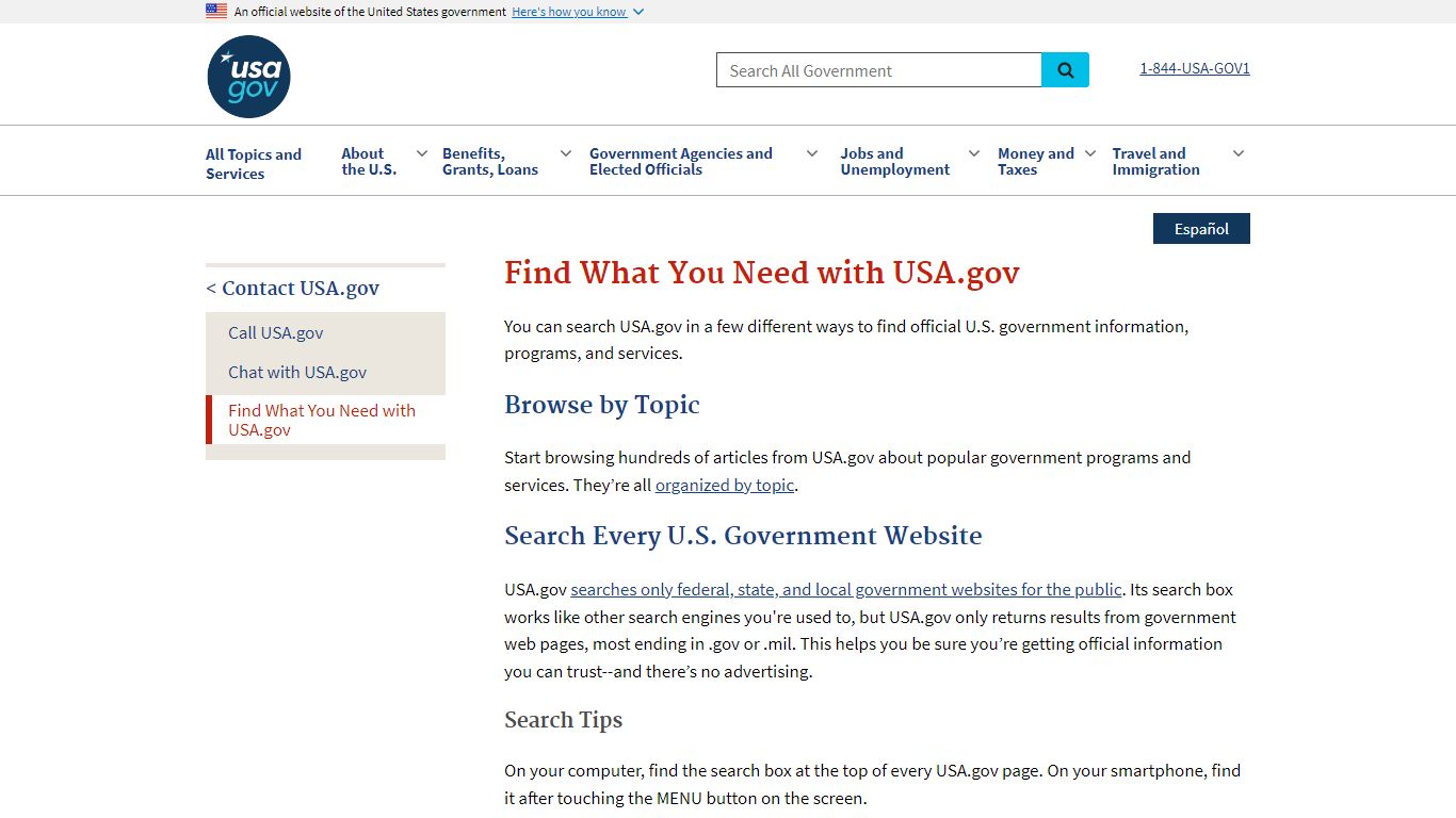 Find What You Need | USAGov